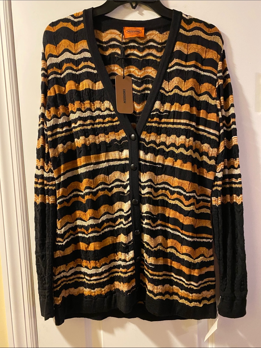 Missoni Sparkling Black Camel Button Down Cardigan NewWithTags Made in Italy 🇮🇹